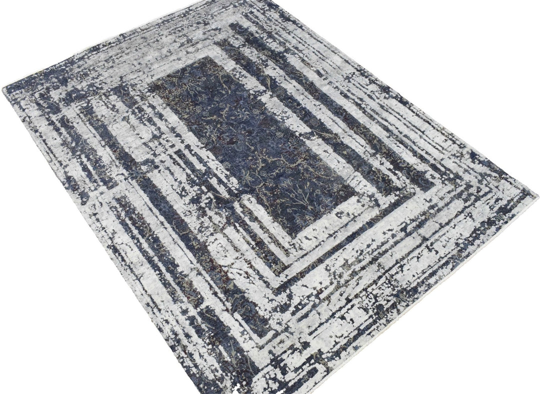 8'x10' | Abstract Design Handmade with Hand-spun Real Silk and Wool Area Rug - The Rug Decor