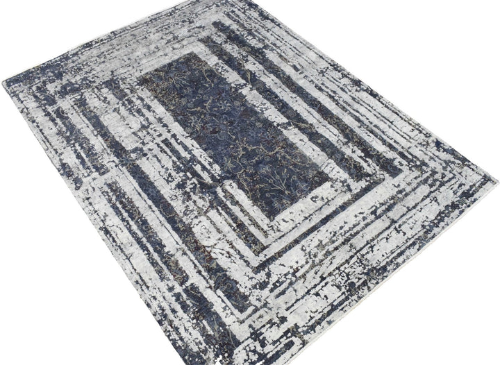 8'x10' | Abstract Design Handmade with Hand-spun Real Silk and Wool Area Rug - The Rug Decor