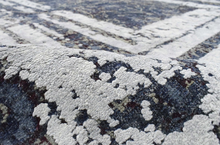 8'x10' | Abstract Design Handmade with Hand-spun Real Silk and Wool Area Rug - The Rug Decor