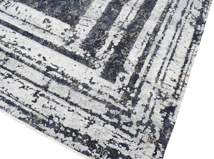 8'x10' | Abstract Design Handmade with Hand-spun Real Silk and Wool Area Rug - The Rug Decor