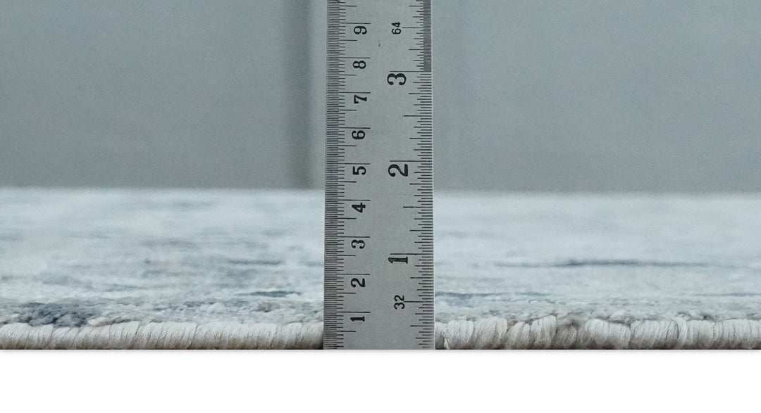 8x10 Abstract Pattern Hand knotted Silver and Blue modern Bamboo Silk Area Rug - The Rug Decor