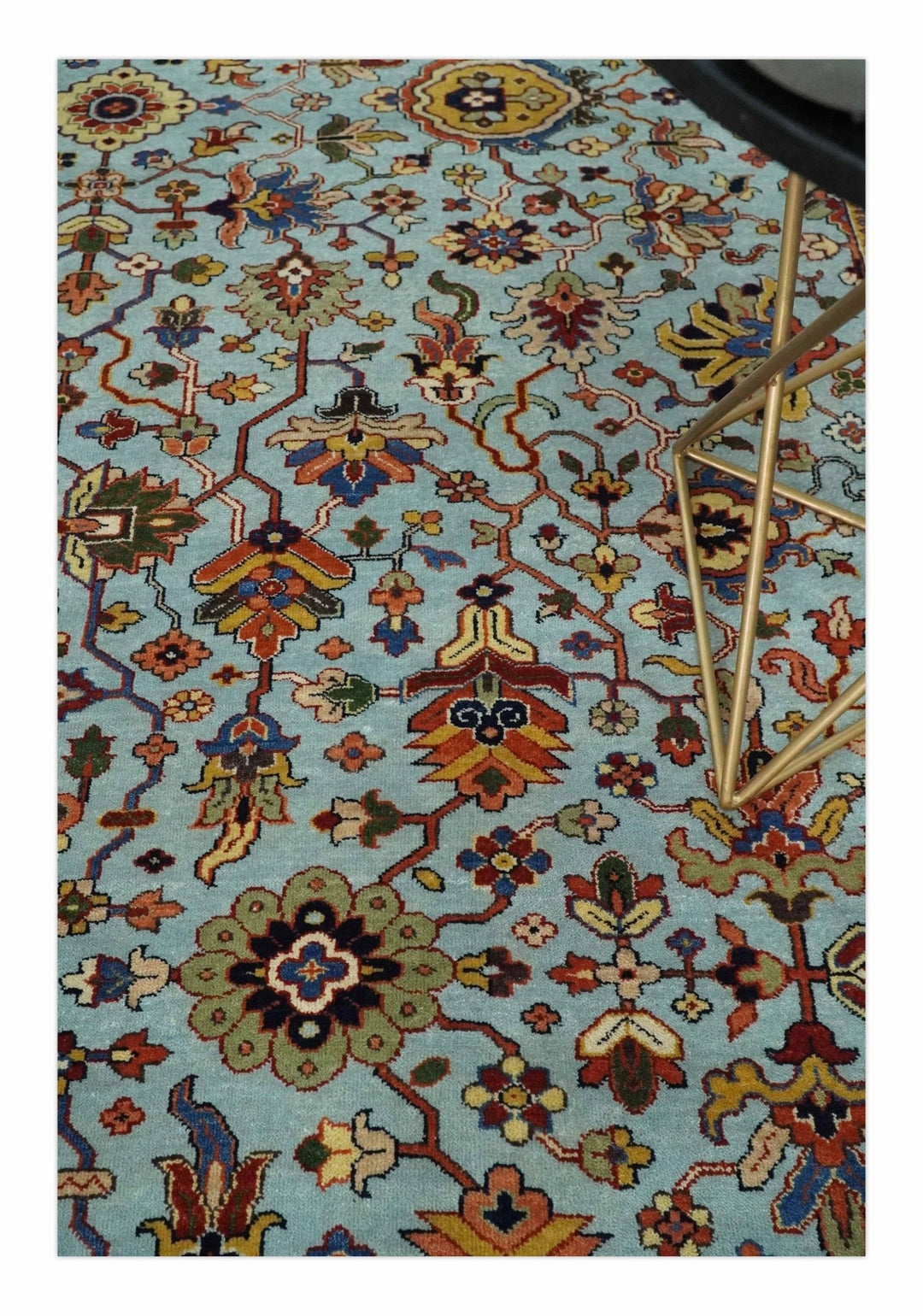 8x10 and 9x12 Fine Hand Knotted Blue and Ivory Traditional Vintage Antique Persian Wool Rug | TRDCP853 - The Rug Decor