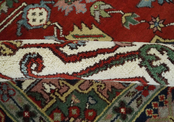 8x10 and 9x12 Hand Knotted Brown, Mustard, Ivory and Blue Traditional Wool Area Rug - The Rug Decor