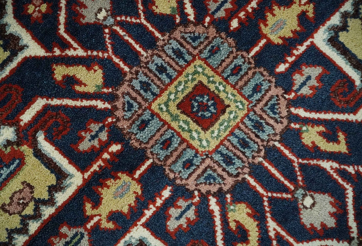 8x10 and 9x12 Hand Knotted Brown, Mustard, Ivory and Blue Traditional Wool Area Rug - The Rug Decor