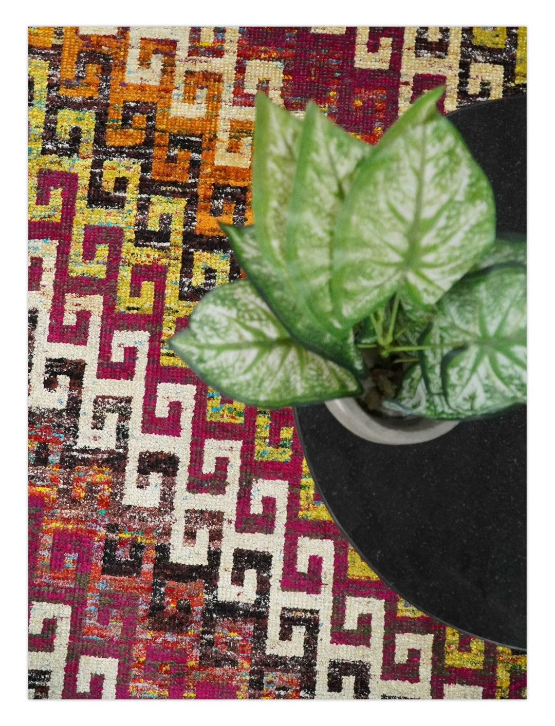 8x10 and 9x12 Hand Knotted Multicolor Modern Contemporary Southwestern Tribal Trellis Recycled Silk Area Rug | OP9 - The Rug Decor