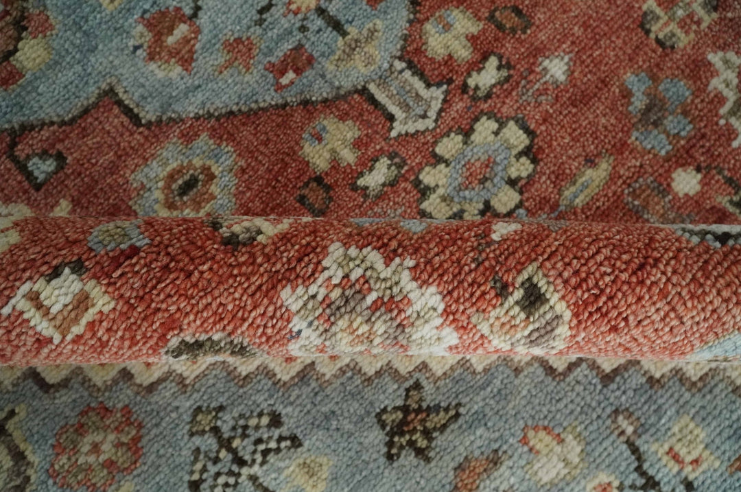 8x10 Antique look Traditional Floral Gray, Rust and Beige Hand knotted wool Area Rug - The Rug Decor