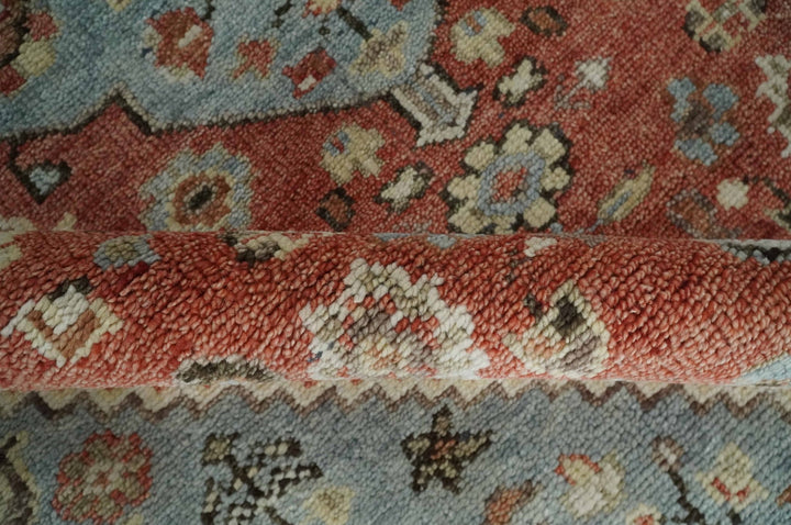 8x10 Antique look Traditional Floral Gray, Rust and Beige Hand knotted wool Area Rug - The Rug Decor