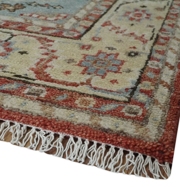 8x10 Antique look Traditional Floral Gray, Rust and Beige Hand knotted wool Area Rug - The Rug Decor