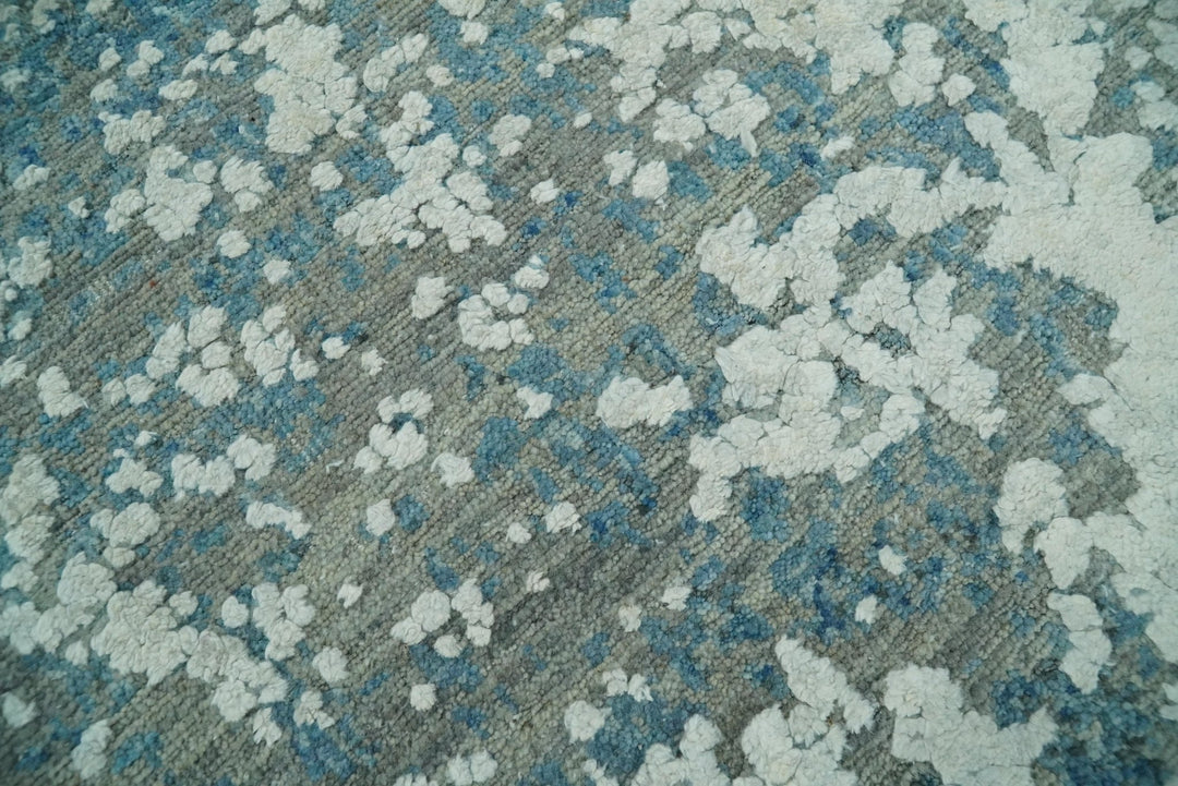 8x10 Blue and Silver Pure Silk and Wool Abstract Area Rug | TRD1657810 - The Rug Decor