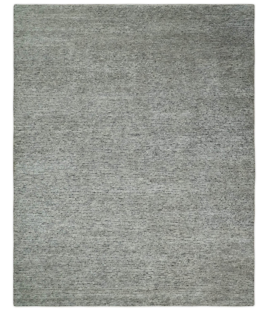 8x10 Charcoal and Silver Blended Tibetan Wool and Silk Area Rug - The Rug Decor