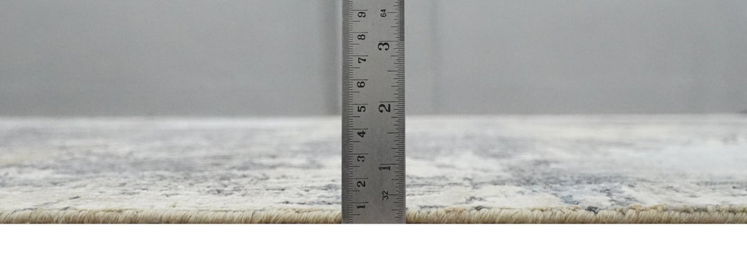 8x10 Charcoal, Beige and Gray Modern Abstract Distressed Finish High Low texture Hand Knotted Rug - The Rug Decor