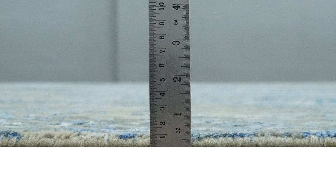 8x10 Fine Blue, Ivory and Beige Hand knotted Abstract wool and Art Silk Area Rug - The Rug Decor