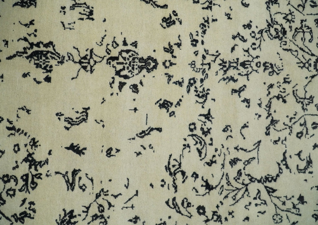 8x10 Fine Hand Knotted Beige and Black Traditional Vintage Persian Antique Wool Rug | AGR35 - The Rug Decor