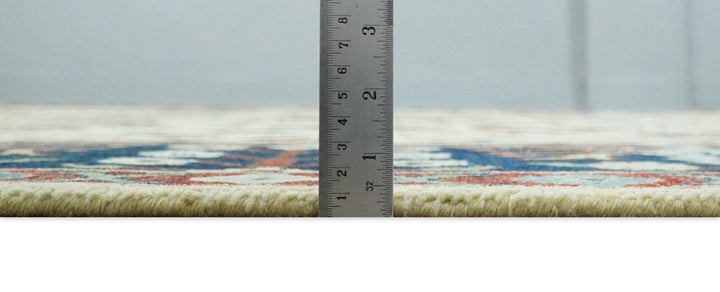 8x10 Fine Hand Knotted Beige and Blue Traditional Vintage Persian Style Oushak Antique Wool Rug | TRDCP514810 - The Rug Decor