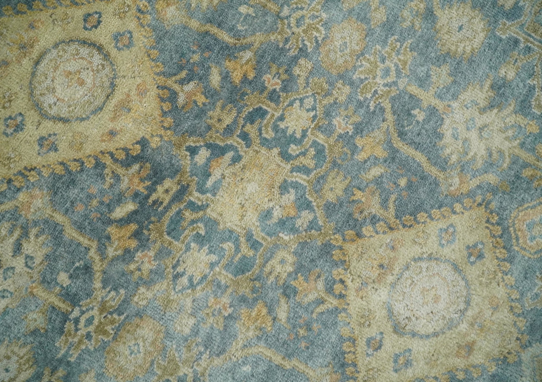8x10 Fine Hand Knotted Blue and Beige Traditional Vintage Persian Style Mahal Antique Wool Rug | TRDCP496810 - The Rug Decor