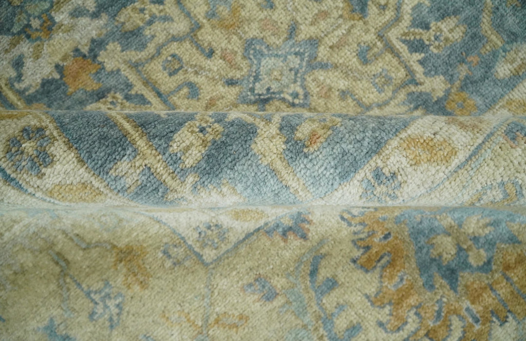 8x10 Fine Hand Knotted Blue and Beige Traditional Vintage Persian Style Mahal Antique Wool Rug | TRDCP496810 - The Rug Decor