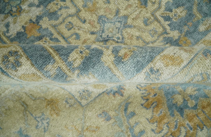 8x10 Fine Hand Knotted Blue and Beige Traditional Vintage Persian Style Mahal Antique Wool Rug | TRDCP496810 - The Rug Decor