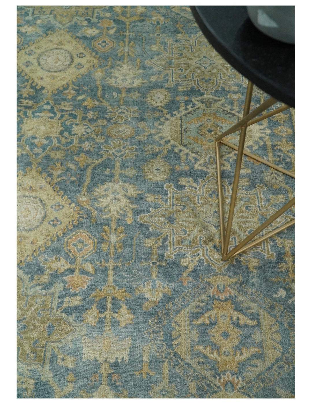 8x10 Fine Hand Knotted Blue and Beige Traditional Vintage Persian Style Mahal Antique Wool Rug | TRDCP496810 - The Rug Decor