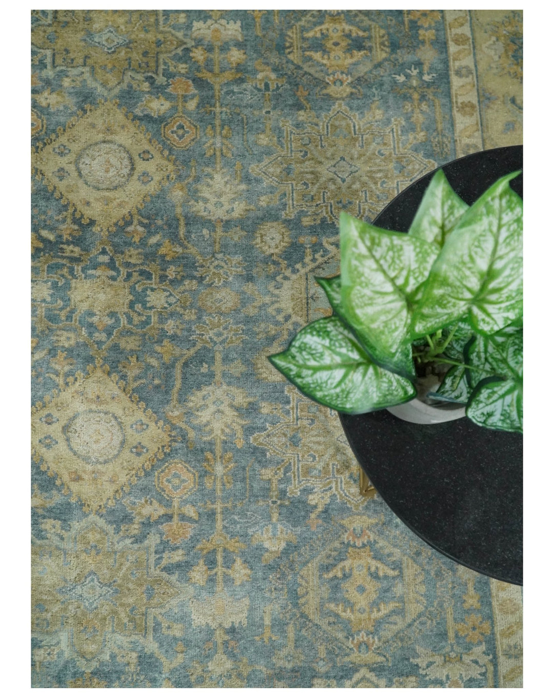 8x10 Fine Hand Knotted Blue and Beige Traditional Vintage Persian Style Mahal Antique Wool Rug | TRDCP496810 - The Rug Decor