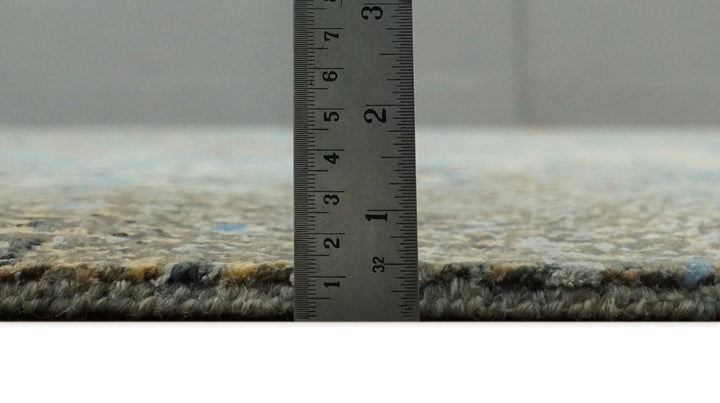 8x10 Fine Hand Knotted Blue and Brown Modern Abstract Style Antique Wool and Silk Area Rug | TRDCP627810 - The Rug Decor