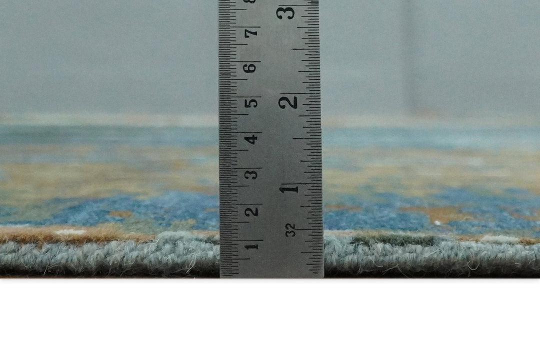 8x10 Fine Hand Knotted Blue and Brown Modern Abstract Wool Area Rug | AGR42 - The Rug Decor