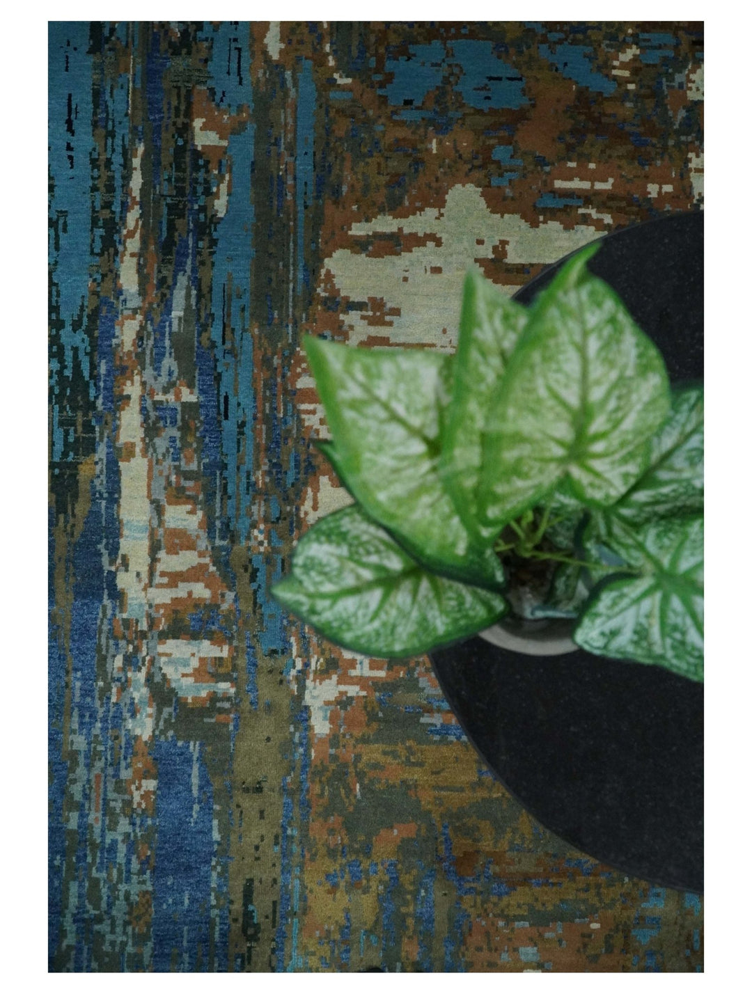 8x10 Fine Hand Knotted Blue and Brown Modern Abstract Wool Area Rug | AGR42 - The Rug Decor