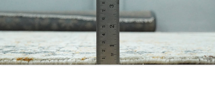 8x10 Fine Hand Knotted Blue and Gold Traditional Abstract Mosaic Turkish Style Bamboo Silk Rug | TRD35957 - The Rug Decor