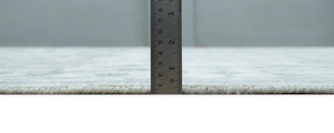 8x10 Fine Hand Knotted Blue, Gray and Brown Traditional Turkish Style Antique Bamboo Silk Rug | TRDCP503810 - The Rug Decor