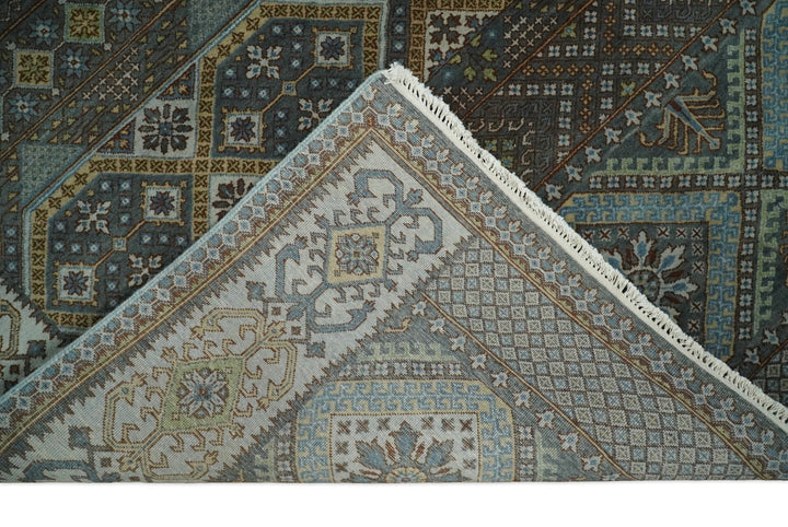 8x10 Fine Hand Knotted Brown and Blue Southwestern Traditional Antique Area Rug | AGR41 - The Rug Decor