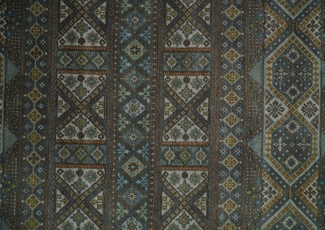 8x10 Fine Hand Knotted Brown and Blue Southwestern Traditional Antique Area Rug | AGR41 - The Rug Decor