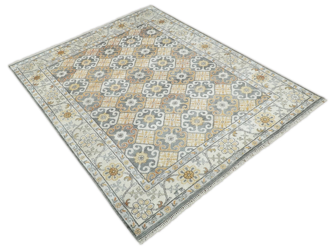 8x10 Fine Hand Knotted Camel and Beige Traditional Vintage Persian Style Antique Silk Rug | TRDCP536810 - The Rug Decor