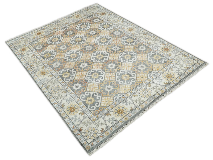 8x10 Fine Hand Knotted Camel and Beige Traditional Vintage Persian Style Antique Silk Rug | TRDCP536810 - The Rug Decor