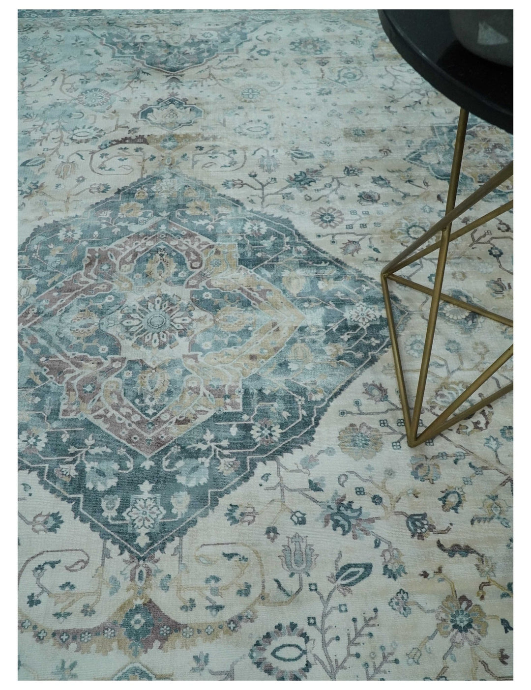 8x10 Gray, Beige and Brown Traditional Vintage Style Hand Loomed Art Silk Area Rug | AE7810 - The Rug Decor