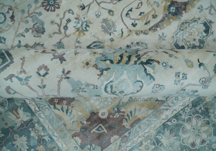 8x10 Gray, Beige and Brown Traditional Vintage Style Hand Loomed Art Silk Area Rug | AE7810 - The Rug Decor