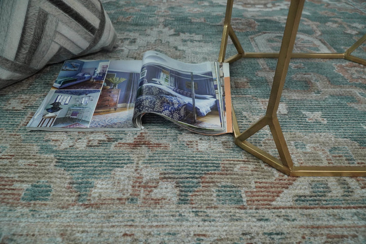 8x10 Green and Ivory Rug | Handmade Floral Area rug made with wool blended with art silk | Low Pile - The Rug Decor