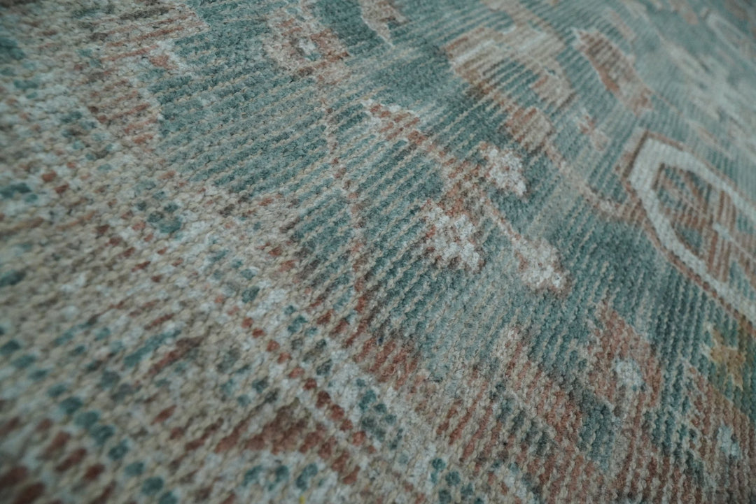 8x10 Green and Ivory Rug | Handmade Floral Area rug made with wool blended with art silk | Low Pile - The Rug Decor