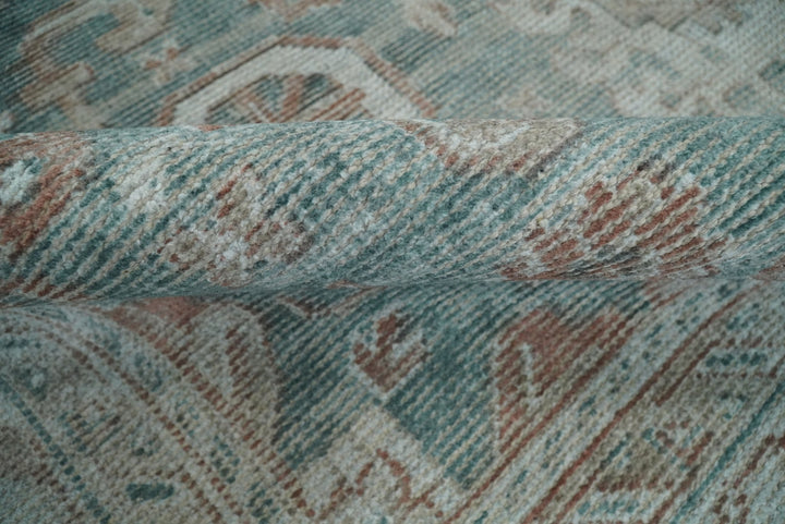 8x10 Green and Ivory Rug | Handmade Floral Area rug made with wool blended with art silk | Low Pile - The Rug Decor