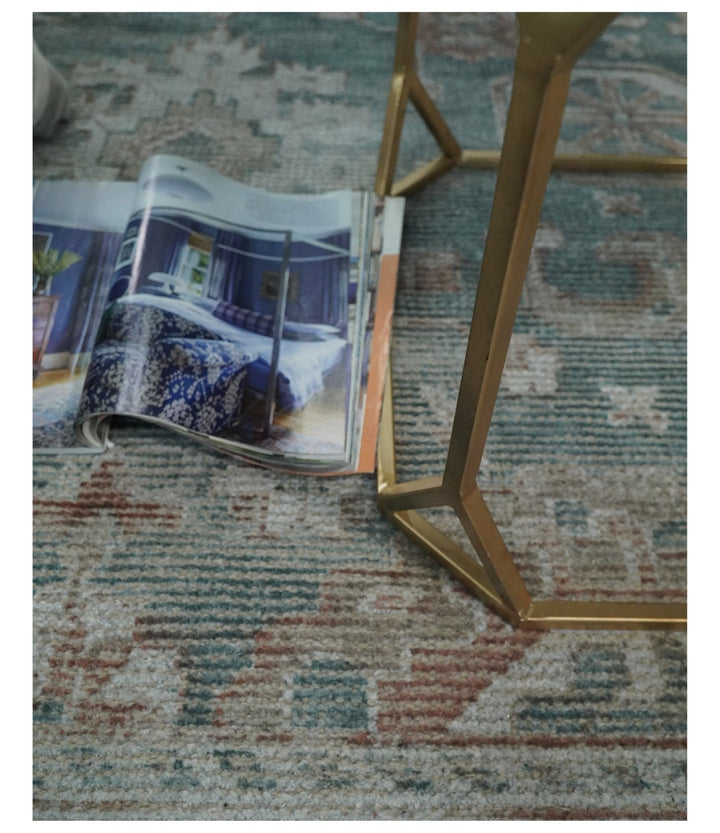 8x10 Green and Ivory Rug | Handmade Floral Area rug made with wool blended with art silk | Low Pile - The Rug Decor