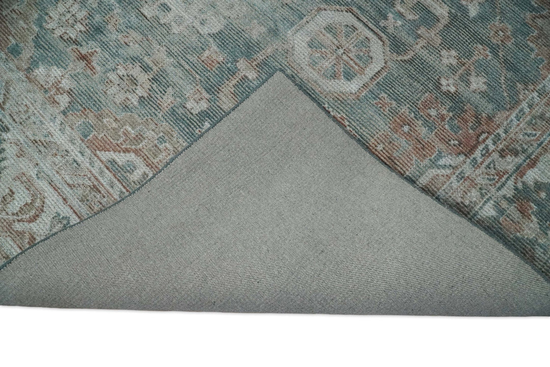 8x10 Green and Ivory Rug | Handmade Floral Area rug made with wool blended with art silk | Low Pile - The Rug Decor