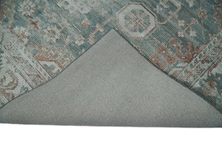 8x10 Green and Ivory Rug | Handmade Floral Area rug made with wool blended with art silk | Low Pile - The Rug Decor