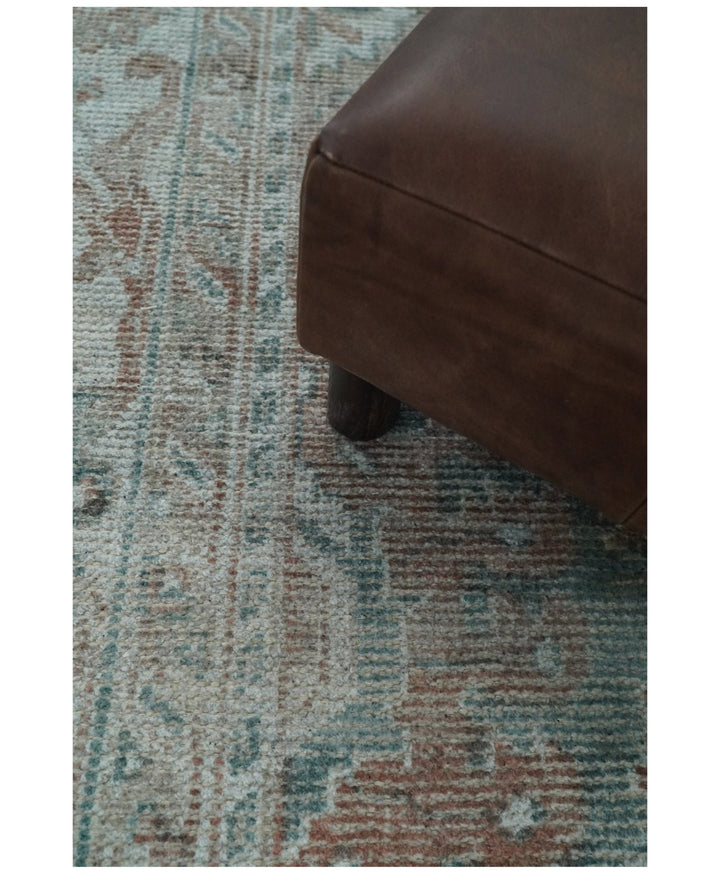 8x10 Green and Ivory Rug | Handmade Floral Area rug made with wool blended with art silk | Low Pile - The Rug Decor