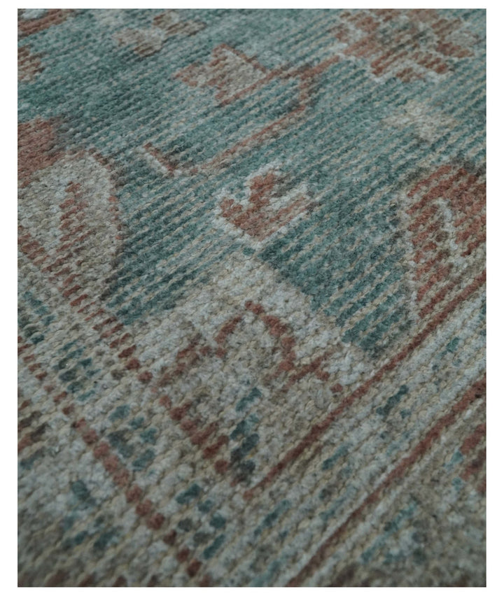 8x10 Green and Ivory Rug | Handmade Floral Area rug made with wool blended with art silk | Low Pile - The Rug Decor