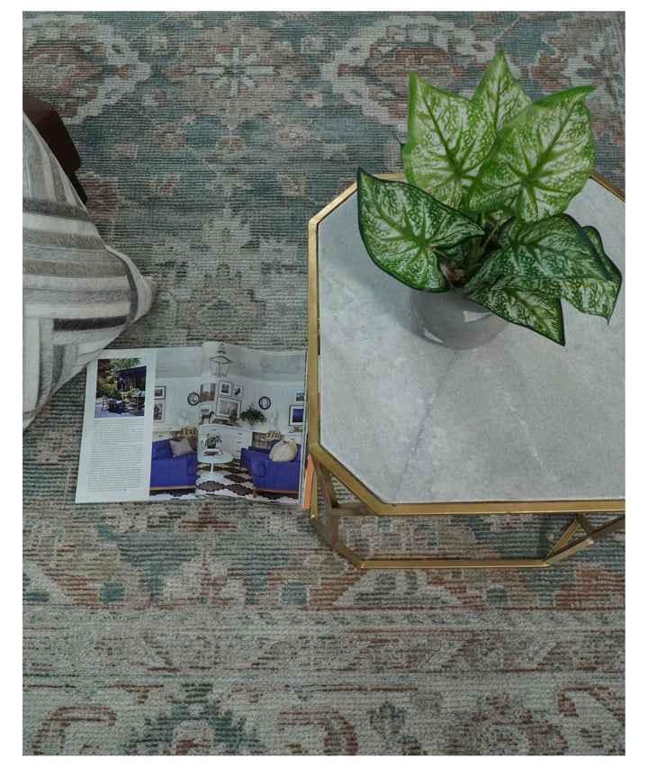 8x10 Green and Ivory Rug | Handmade Floral Area rug made with wool blended with art silk Low Pile | PR03 - The Rug Decor