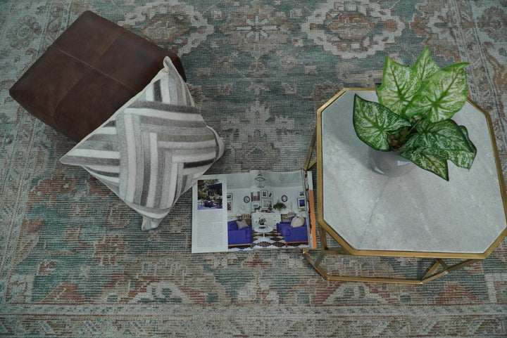 8x10 Green and Ivory Rug | Handmade Floral Area rug made with wool blended with art silk Low Pile | PR03 - The Rug Decor