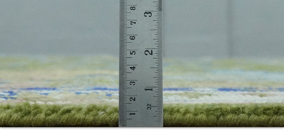 8x10 Green, Blue and Peach Hand Knotted Vibrant Donegal Floral Wool Rug - The Rug Decor