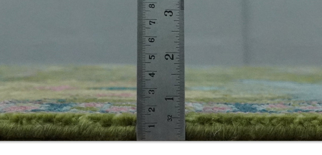 8x10 Green, Blue and Peach Hand Knotted Vibrant Donegal Floral Wool Rug - The Rug Decor