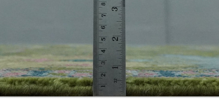 8x10 Green, Blue and Peach Hand Knotted Vibrant Donegal Floral Wool Rug - The Rug Decor