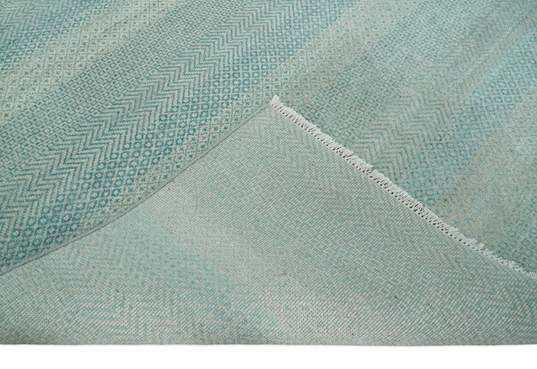 8x10 Hand Knotted Blue and Ivory Modern Geometric Trellis Scandinavian Wool Area Rug | TRDCP931810 - The Rug Decor