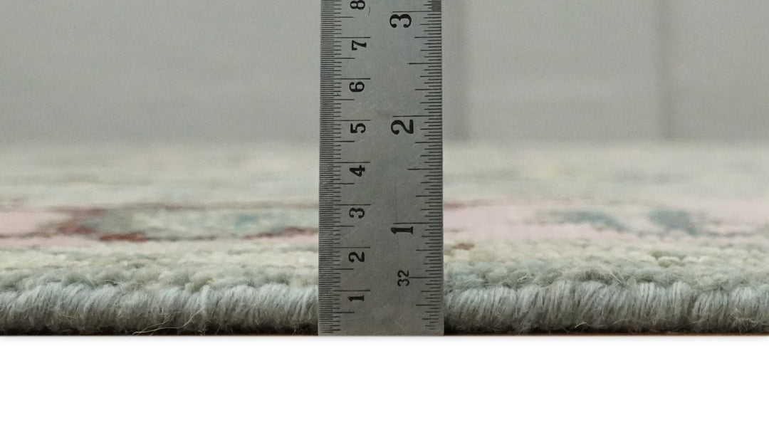 8x10 Hand Knotted Blue and Pink Traditional Persian Oushak Antique Wool Rug | TRDCP693 - The Rug Decor