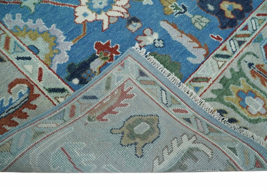 8x10 Hand Knotted Blue and Silver Traditional Persian Oushak Wool Rug | TRDCP980810 - The Rug Decor